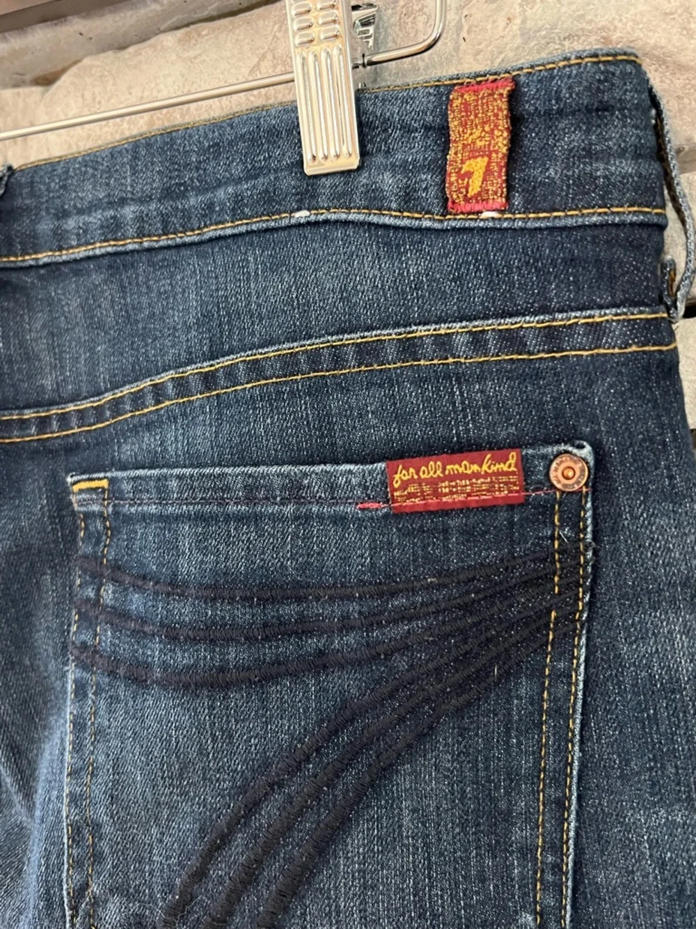 7 For All Mankind Dojo Dark Blue Jeans Size 32 - Picture 5 of 8